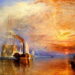 约瑟夫·马洛德·威廉·透纳(J.M.W. Turner)高清作品:The &amp;ampquotFighting Temeraire&amp;ampquot Tugged to her Las