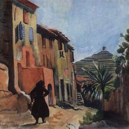 齐内达·塞莱布里阿库娃(Zinaida Serebriakova)高清作品:Collioure. Street with the palm