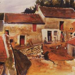 齐内达·塞莱布里阿库娃(Zinaida Serebriakova)高清作品:Fresnel. The peasant farm