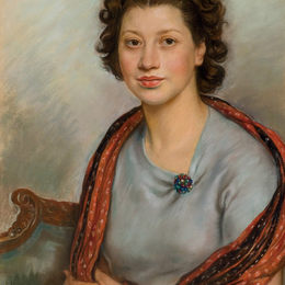 齐内达·塞莱布里阿库娃(Zinaida Serebriakova)高清作品:Portrait of Bertha Popoff in a red shawl