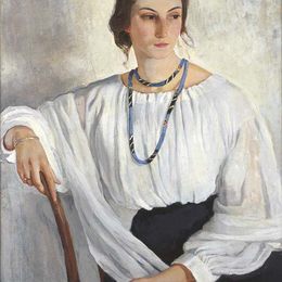 《泽伦科娃画像》齐内达·塞莱布里阿库娃(Zinaida Serebriakova)高清作品欣赏