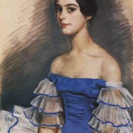 齐内达·塞莱布里阿库娃(Zinaida Serebriakova)高清作品:Portrait of N. Geydenreyh in Blue