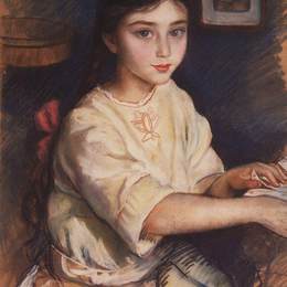 齐内达·塞莱布里阿库娃(Zinaida Serebriakova)高清作品:Portrait of O.I. Rybakova in childhood