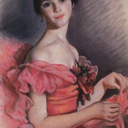 齐内达·塞莱布里阿库娃(Zinaida Serebriakova)高清作品:Portrait of Yekaterina Heidenreich in Red