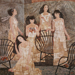 胡新地  《心中的歌》漆画 180x180cm 2009年