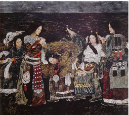 胡新地  《梦塬九月》漆画 180x160cm 2007年
