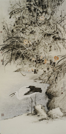 《凌霄引鹭图》