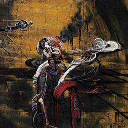 白月，2010，布上油彩、丙烯、大漆，206×163cm