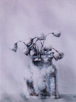 水彩《风干的莲》2001年
