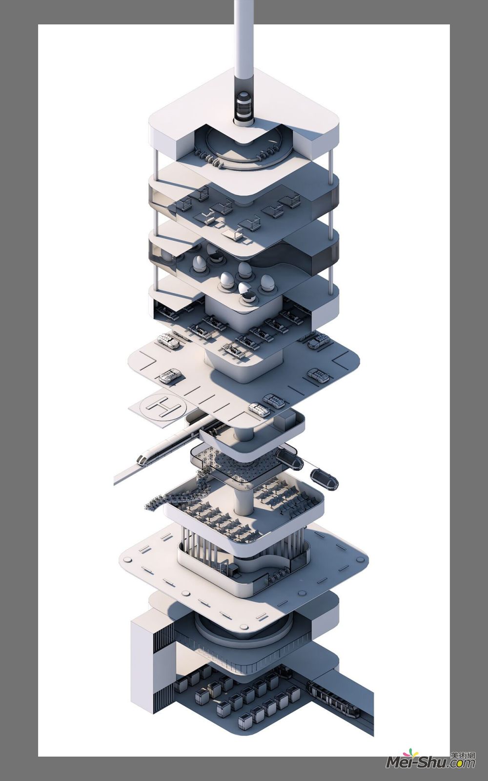 《2045光谷漫游——赛博朋克风格的未来都市空间构想4》褚函作品