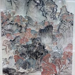 《秋山红树图》李星作品